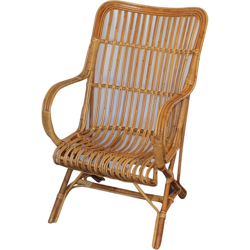 French rattan armchair - 1950s