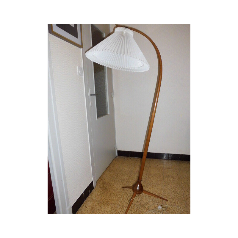 Vintage Bridge floor lamp in beech by Severin Hansen for Haslev Furniture