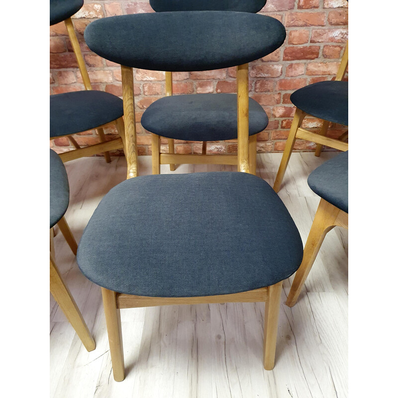 Set of 6 vintage beech chairs by Rajmund Hałas, Poland 1960