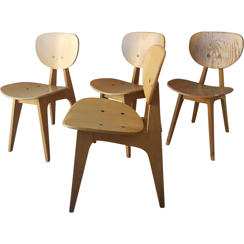 Set of 4 vintage chairs by Junzo Sakakura for Tendo Mokko, 1955