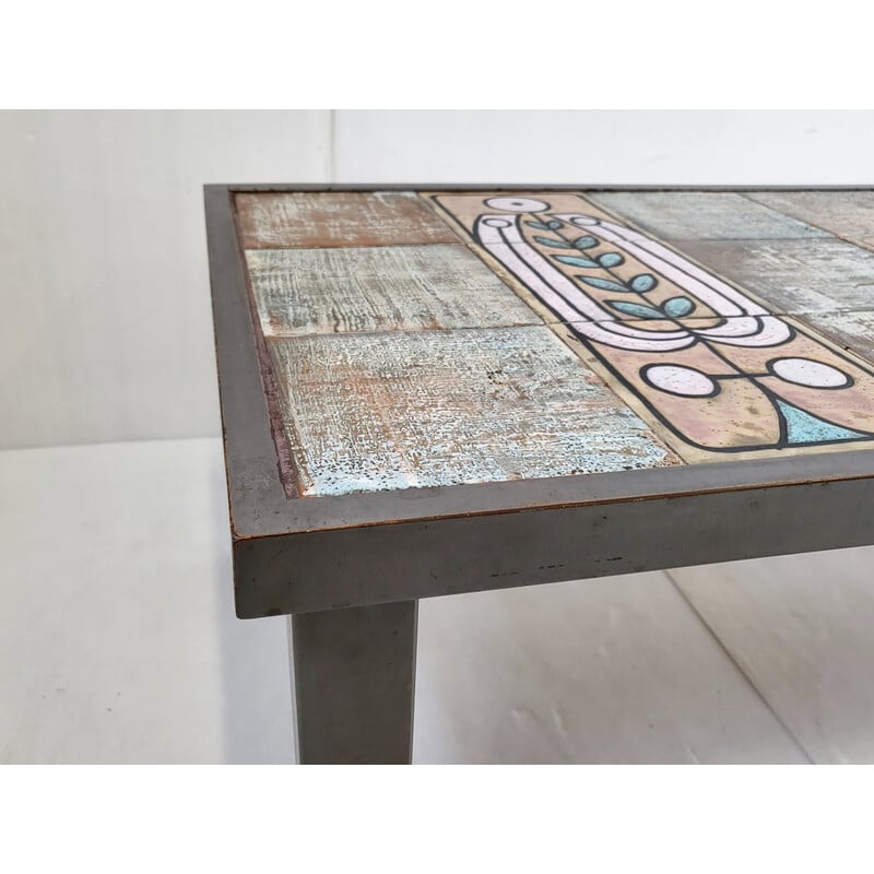 Vintage ceramic and steel coffee table, 1960