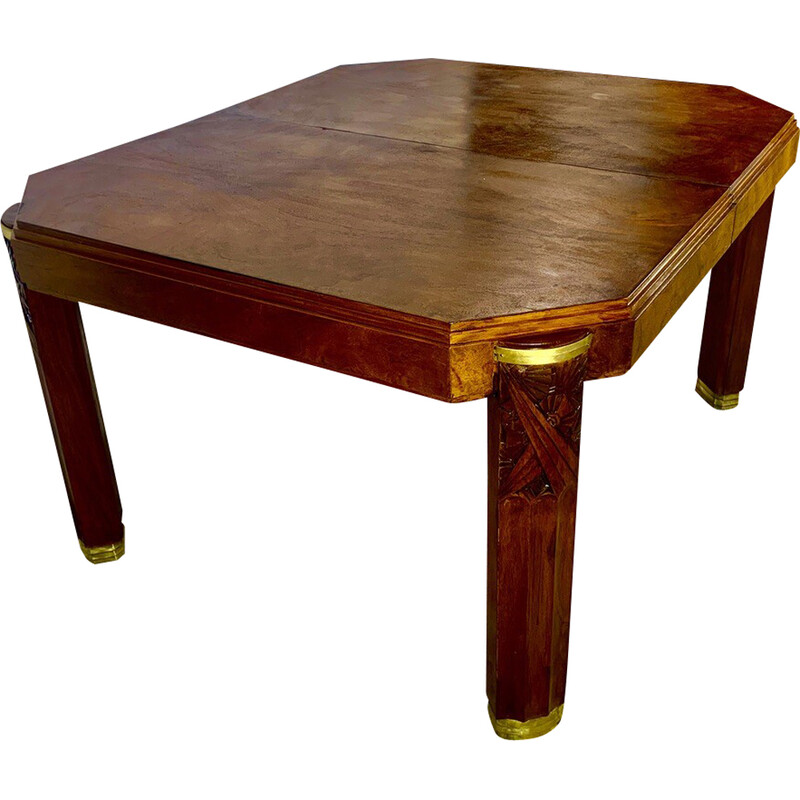 Vintage Art Deco walnut table with extensions, 1920