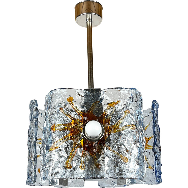 Mid-century ice Murano glass chandelier by Toni Zuccheri, Italy 1970s