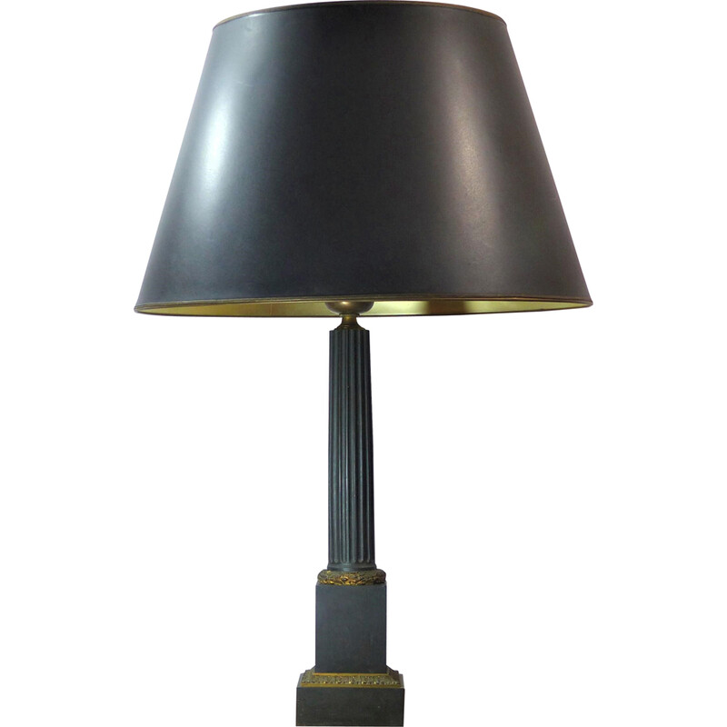 Vintage table lamp in black lacquered sheet metal