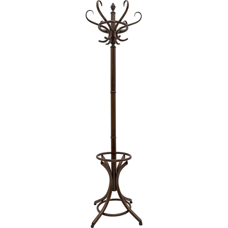 Art Nouveau vintage clothes hangers with umbrella stand by Thonet