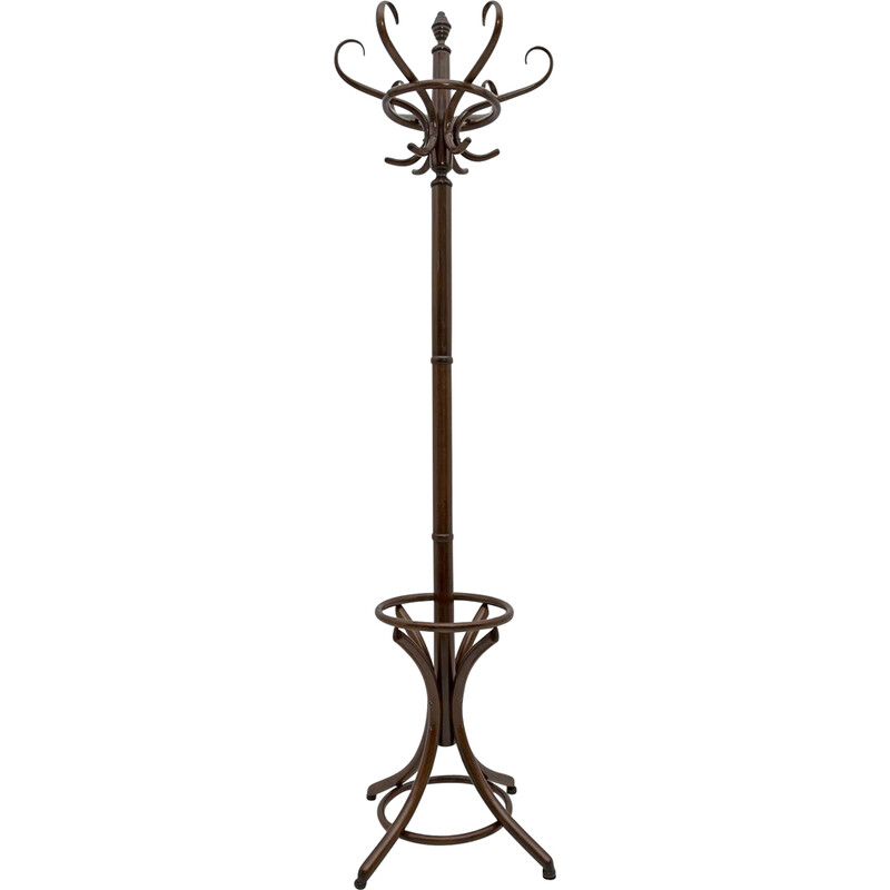 Art Nouveau vintage clothes hangers with umbrella stand by Thonet