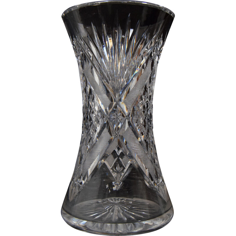 Vintage vaas in geslepen kristalglas, 1960