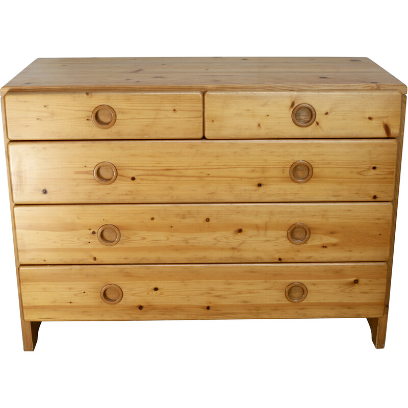 Vintage pine chest of drawers, Charlotte Perriand selection for Les Arcs, France