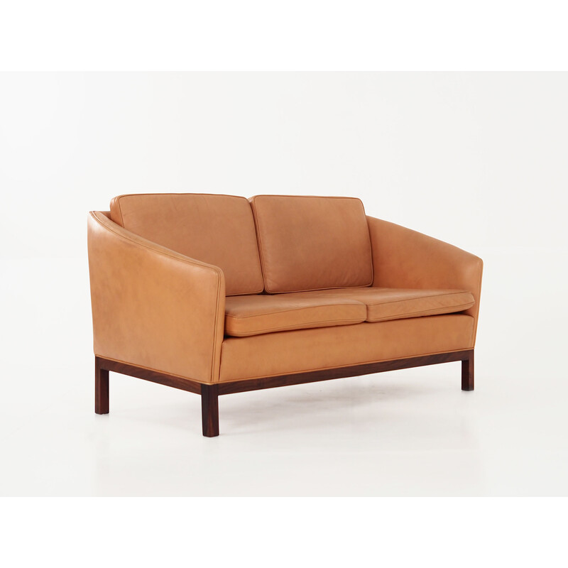 Vintage leather two-seater sofa, 1970s