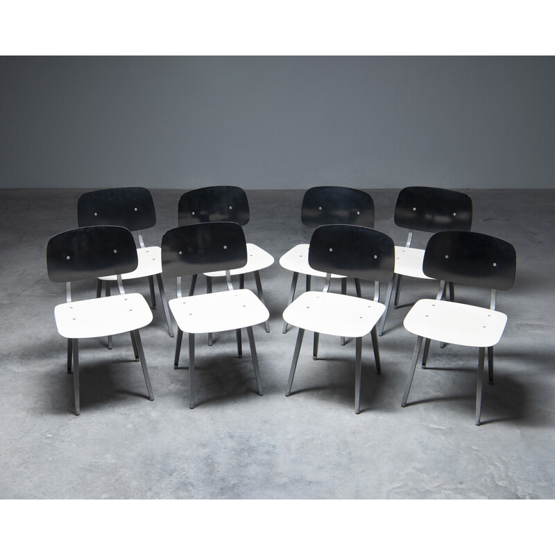 Set of 8 vintage 'Revolt' chairs by Friso Kramer and Wim Rietveld, Netherlands 1950