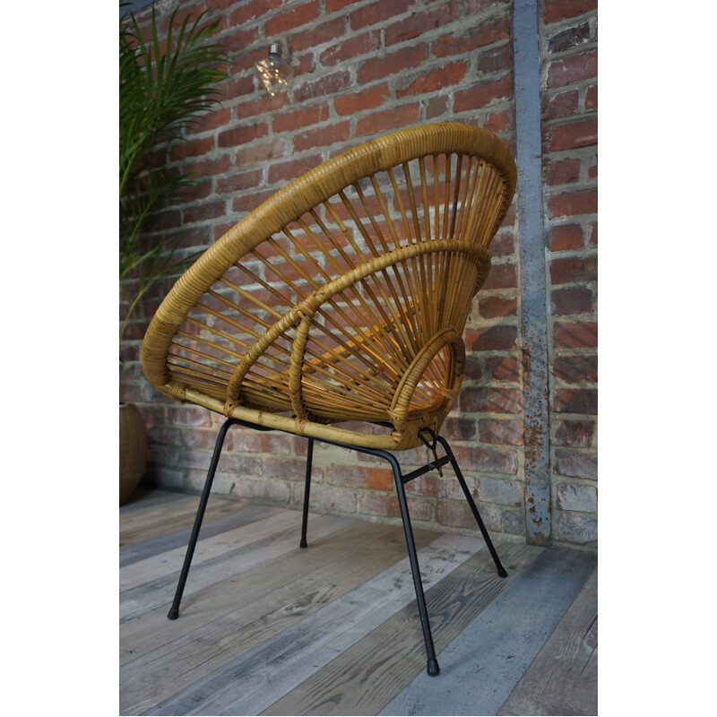 Paire de fauteuils soleil en rotin par Janine Abraham - 1950s