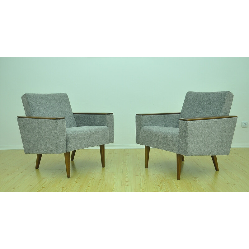 Paar chenille vintage fauteuils, 1960