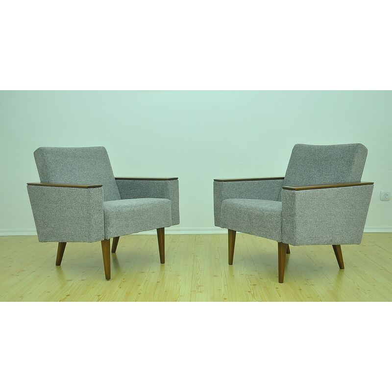 Pair of chenille vintage armchairs, 1960s