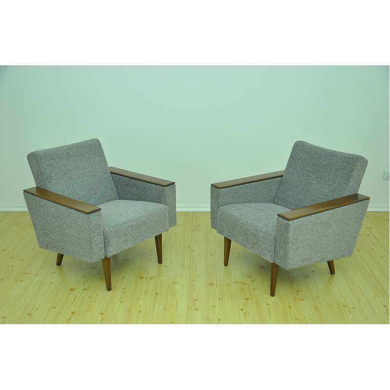 Pair of chenille vintage armchairs, 1960s