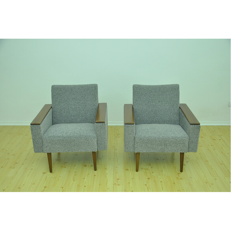 Pair of chenille vintage armchairs, 1960s