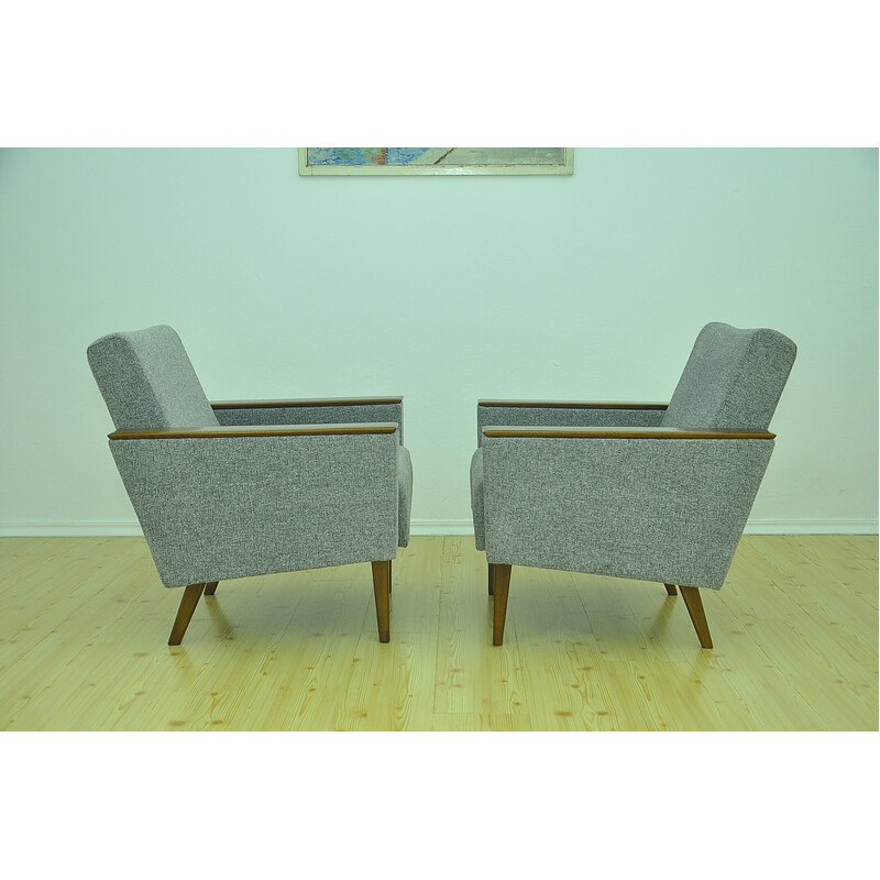 Paar chenille vintage fauteuils, 1960