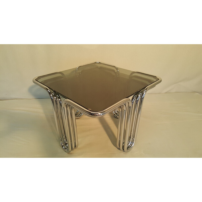 Suite of 3 smoked glass nesting tables - 1970s