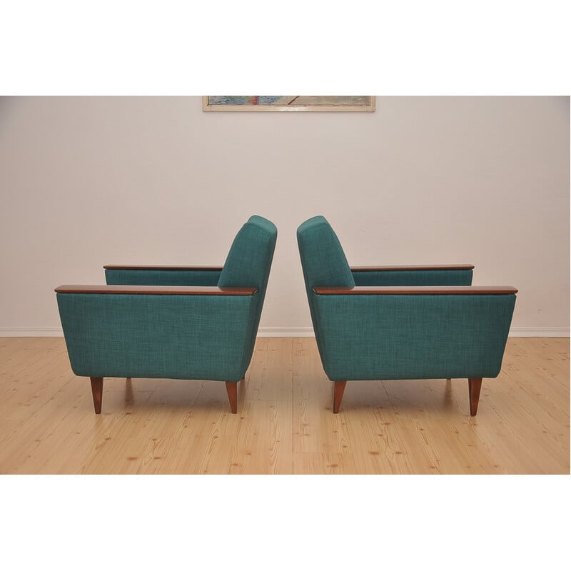 Paar aquamarinfarbene Vintage-Sessel, 1960er Jahre