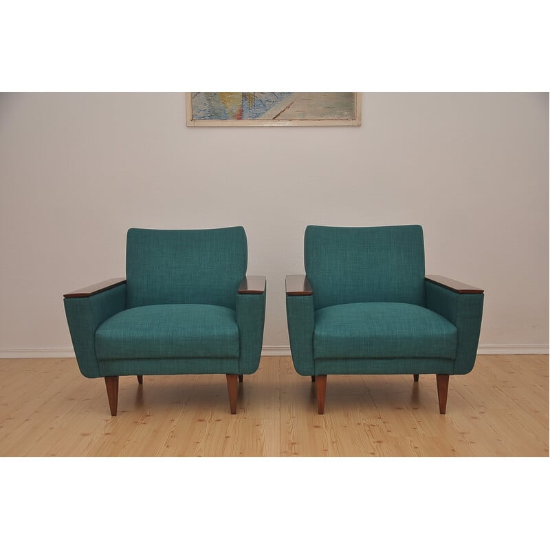 Paar aquamarinfarbene Vintage-Sessel, 1960er Jahre