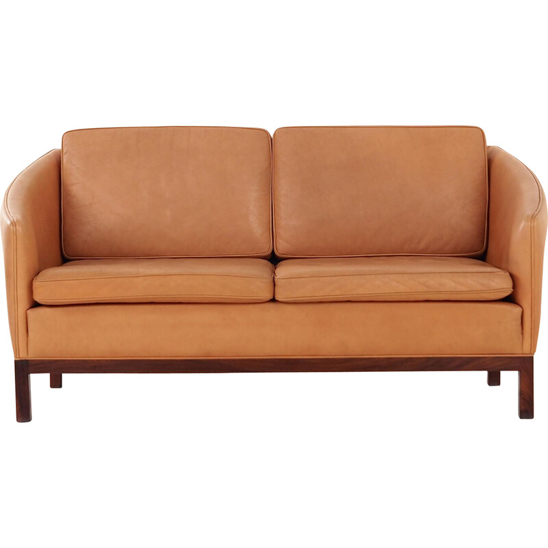 Vintage leather two-seater sofa, 1970s