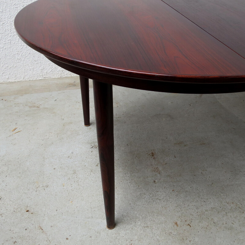 Scandinavische vintage ronde tafel met verlengstukken in rozenhout van Skovmand en Andersen