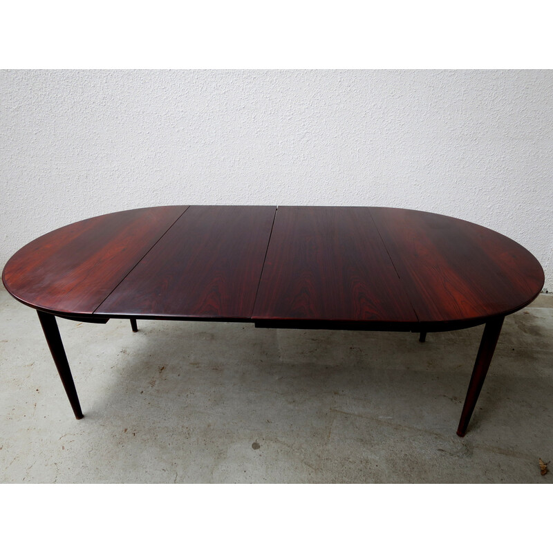 Scandinavische vintage ronde tafel met verlengstukken in rozenhout van Skovmand en Andersen