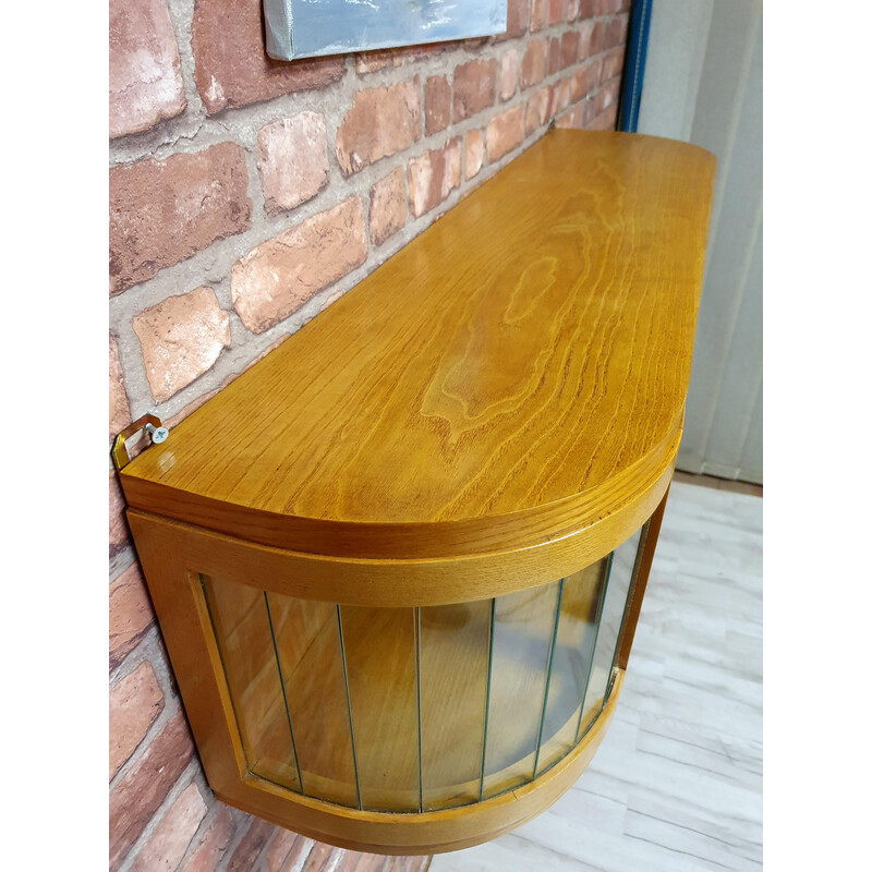 Vintage display cabinet to hang  in oakwood, Poland 1950s