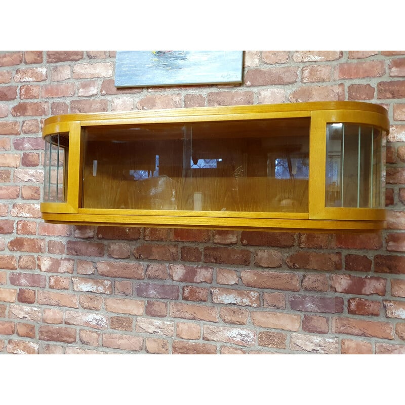 Vintage display cabinet to hang  in oakwood, Poland 1950s