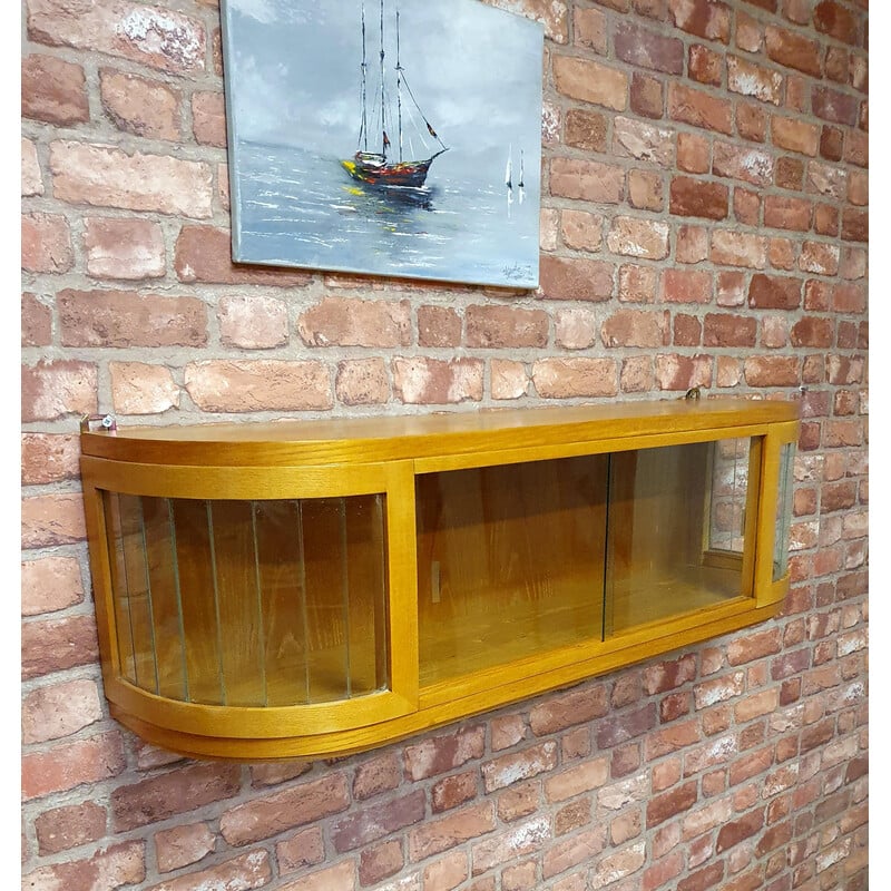Vintage display cabinet to hang  in oakwood, Poland 1950s