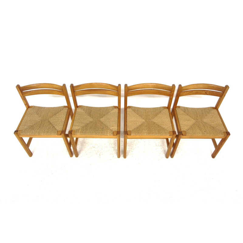 Set of 4 vintage oakwood chairs "Asserbo" by Børge Mogensen for Karl Andersson and Söner, Sweden 1960