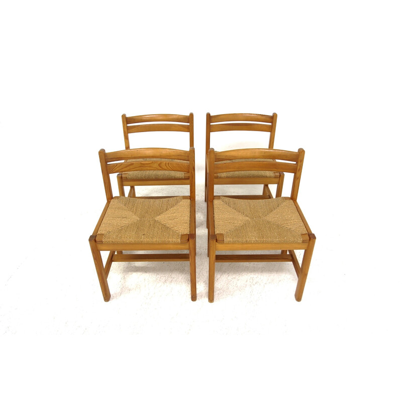 Set of 4 vintage oakwood chairs "Asserbo" by Børge Mogensen for Karl Andersson and Söner, Sweden 1960