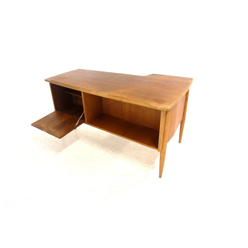 Vintage Scandinavian teak desk by Göran Strand for Lerlångs Möbelfabrik, Sweden 1950s