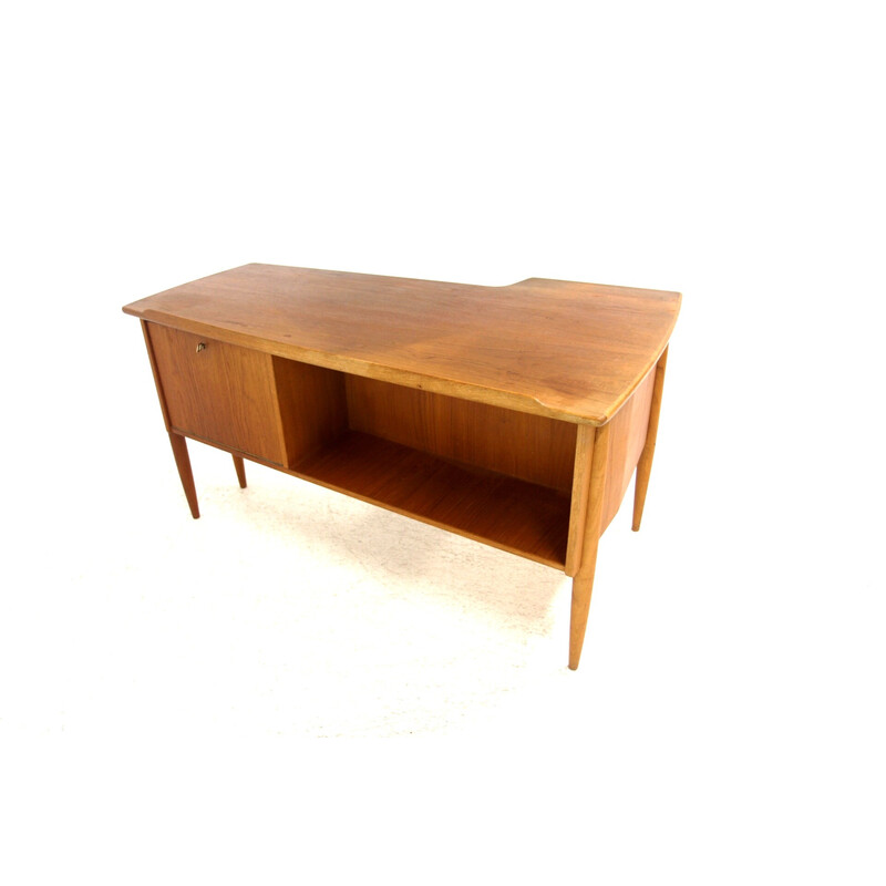 Vintage Scandinavisch teakhouten bureau van Göran Strand voor Lerlångs Möbelfabrik, Zweden 1950