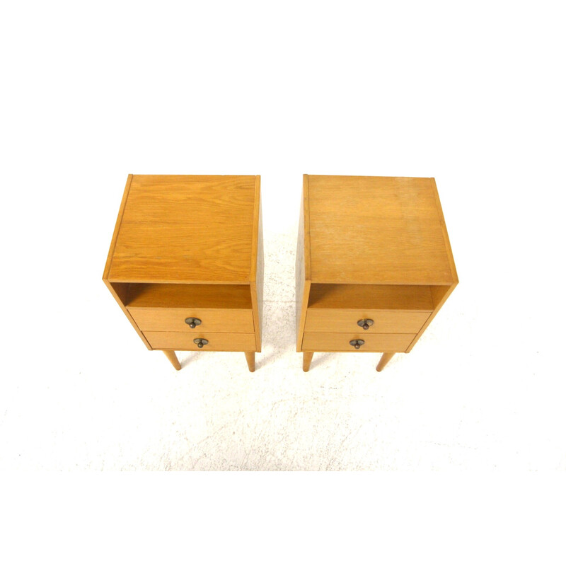 Pair of vintage oak night stands, Sweden 1970