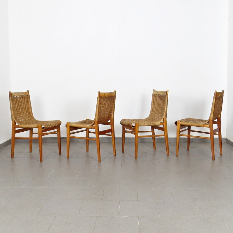 Vintage rattan chair by Jan Kalous for Krásná Jizba