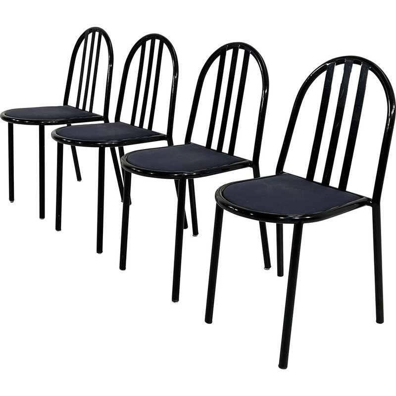 Conjunto de 4 cadeiras de tecido vintage N. 222 de Robert Mallet-Stevens para Pallucco, década de 1980
