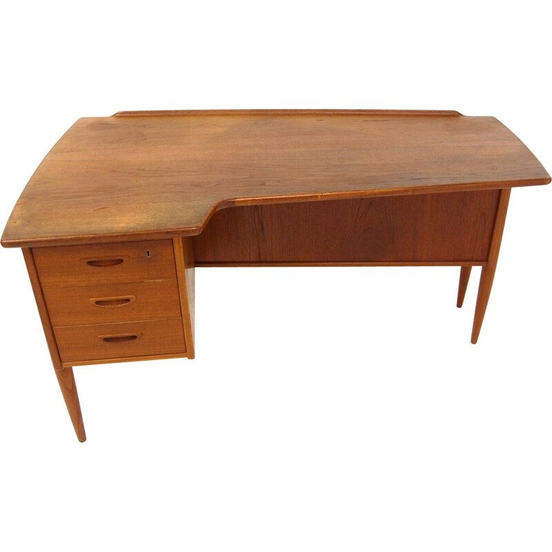 Vintage Scandinavian teak desk by Göran Strand for Lerlångs Möbelfabrik, Sweden 1950s