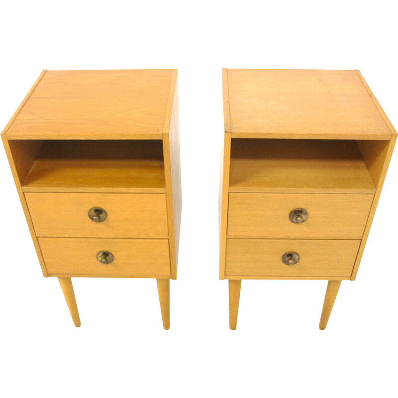 Pair of vintage oak night stands, Sweden 1970