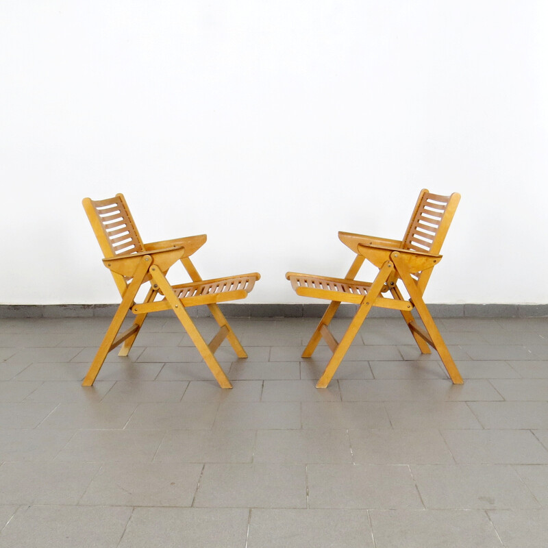 Pair of vintage folding armchairs by Niko Kralj