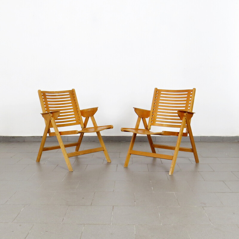 Pair of vintage folding armchairs by Niko Kralj