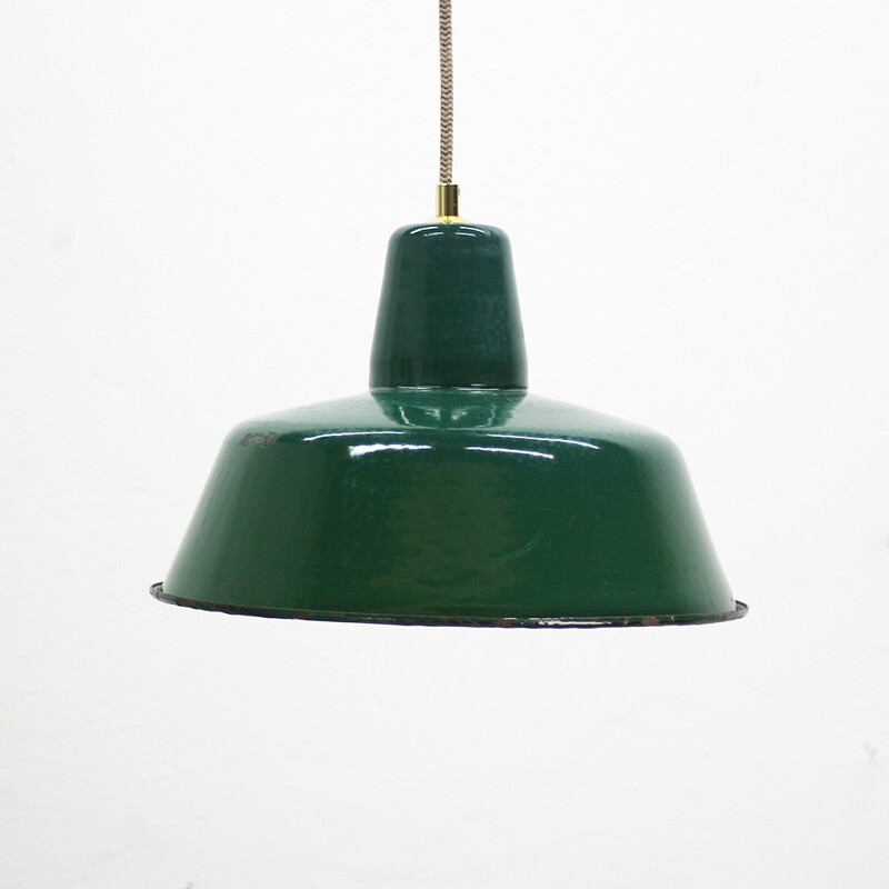 Hungarian industrial lamp enameled in green - 1960s