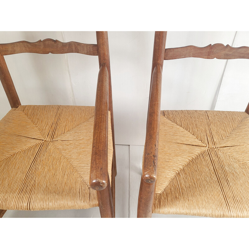 Pair of vintage ladder back armchairs