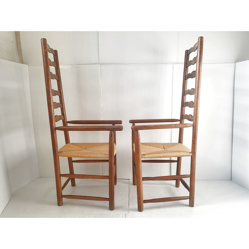 Pair of vintage ladder back armchairs