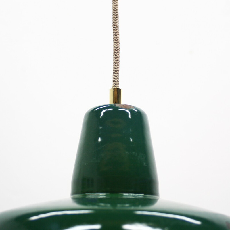 Hungarian industrial lamp enameled in green - 1960s