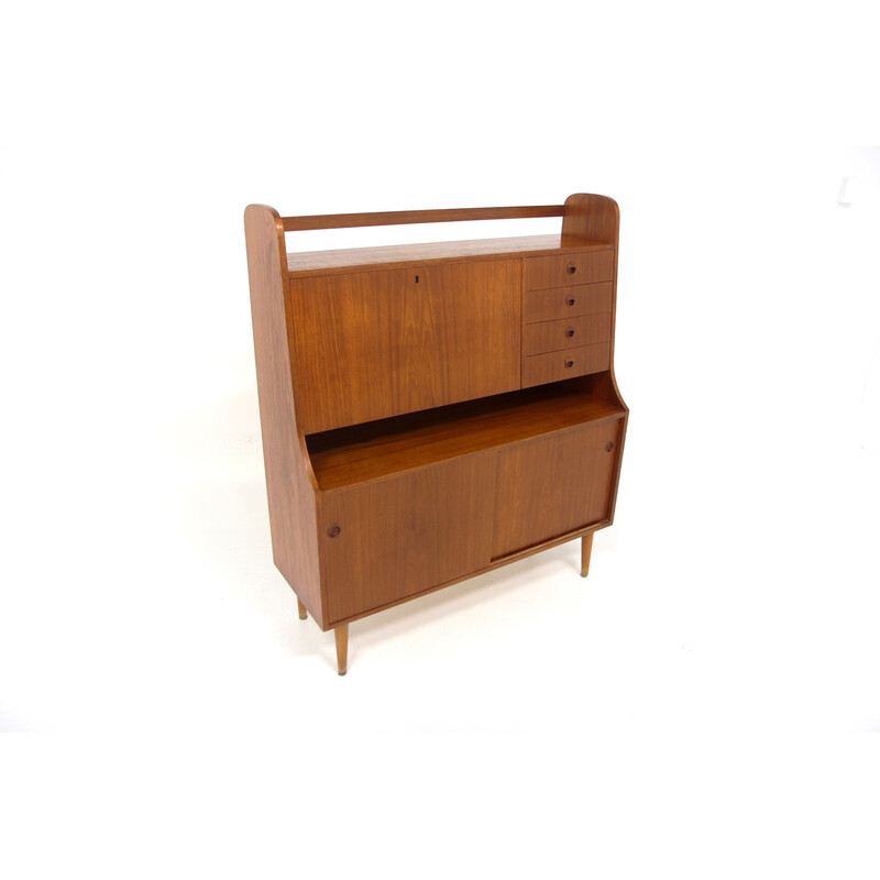 Secrétaire scandinave vintage en teck, Suède 1960