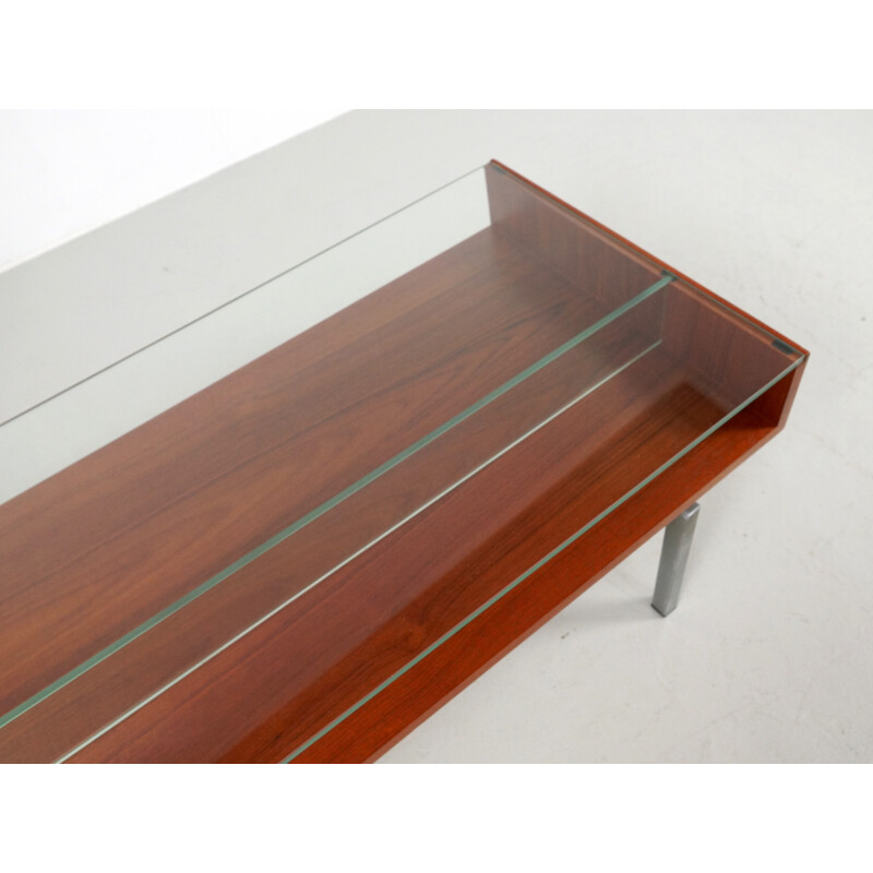 Vintage coffee table in teak and glass - 1960s