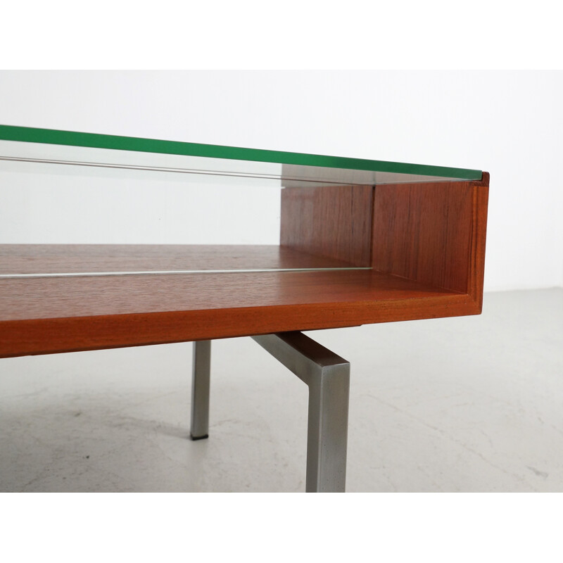 Vintage coffee table in teak and glass - 1960s