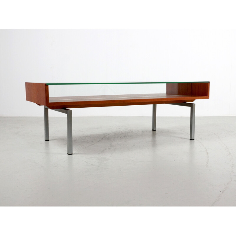 Vintage coffee table in teak and glass - 1960s