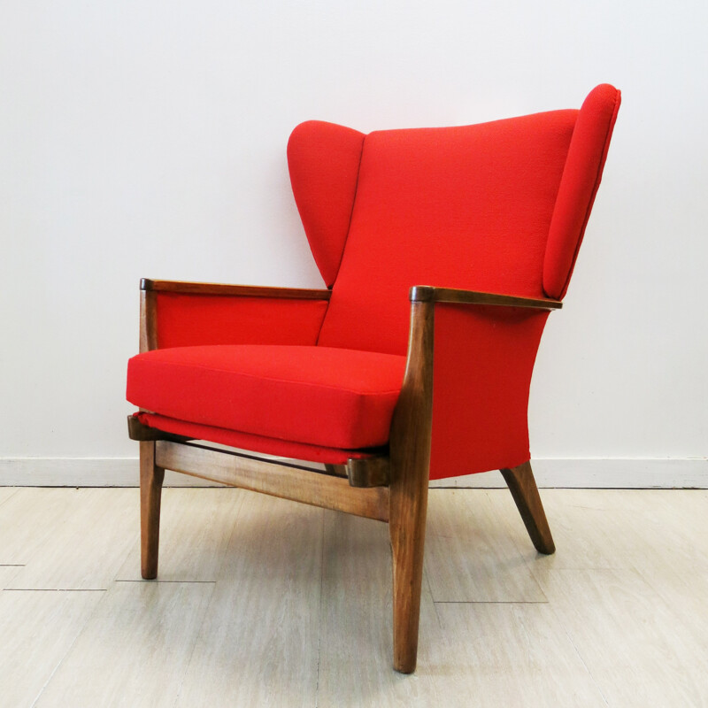 Red wingchair by Parker Knoll, 1960s