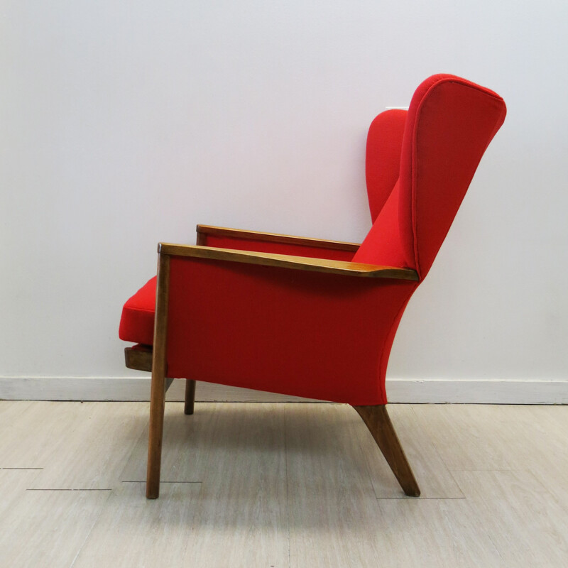 Red wingchair by Parker Knoll, 1960s